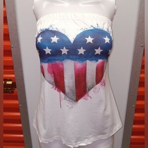 Women's Strapless American Flag Heart Top